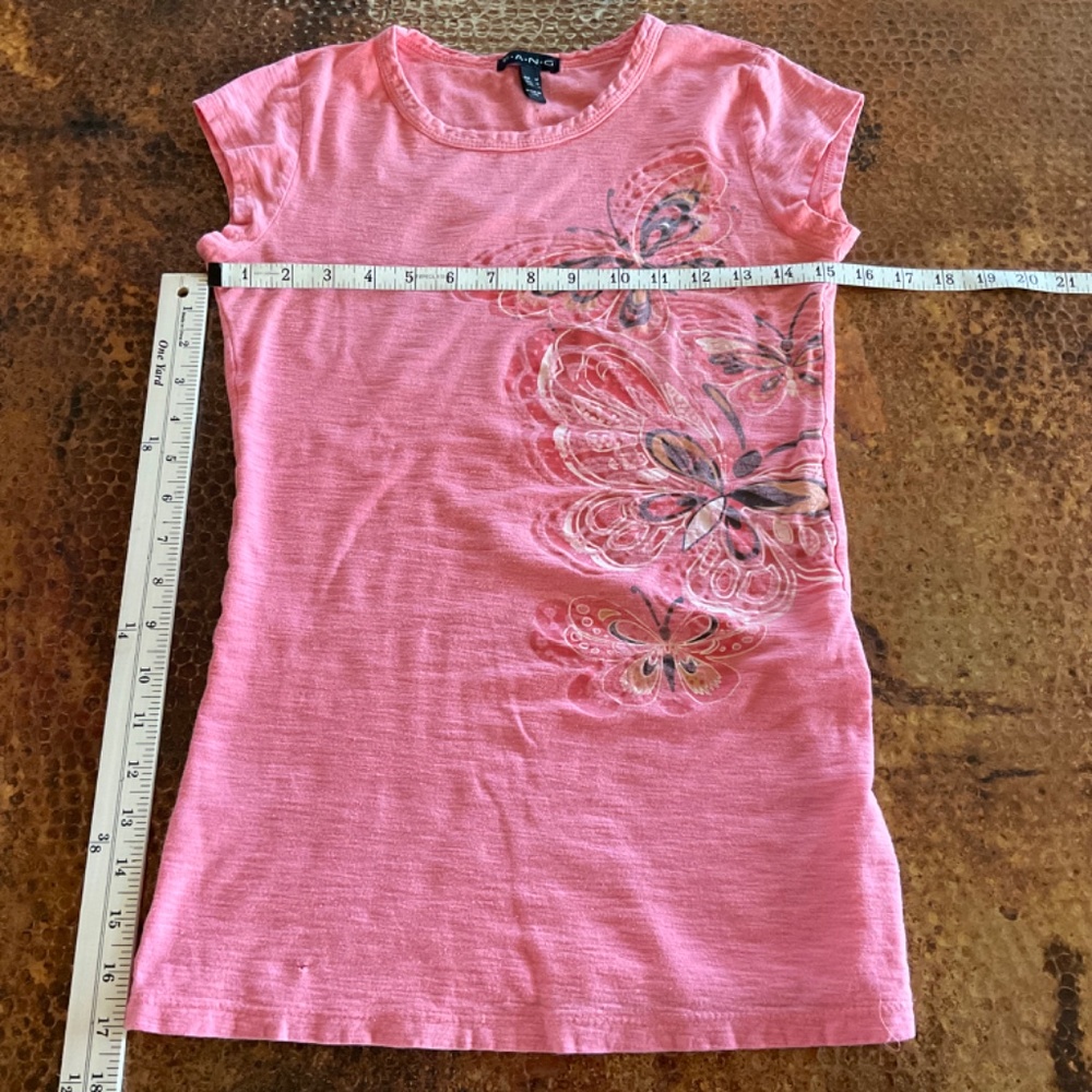 FANG Butterfly Short Sleeve Tee. Orangish-Pink. Size M - Picture 9 of 9